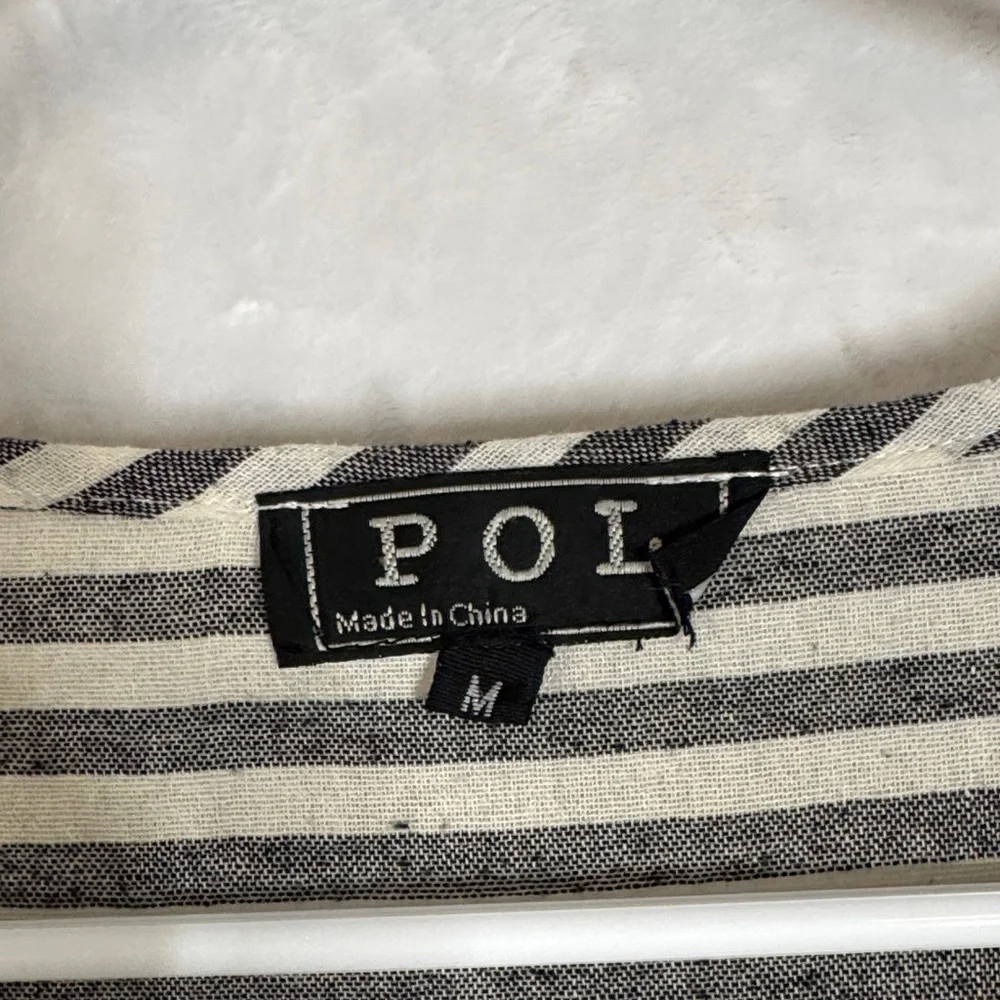 POL Striped Black and Grey Tunic Medium